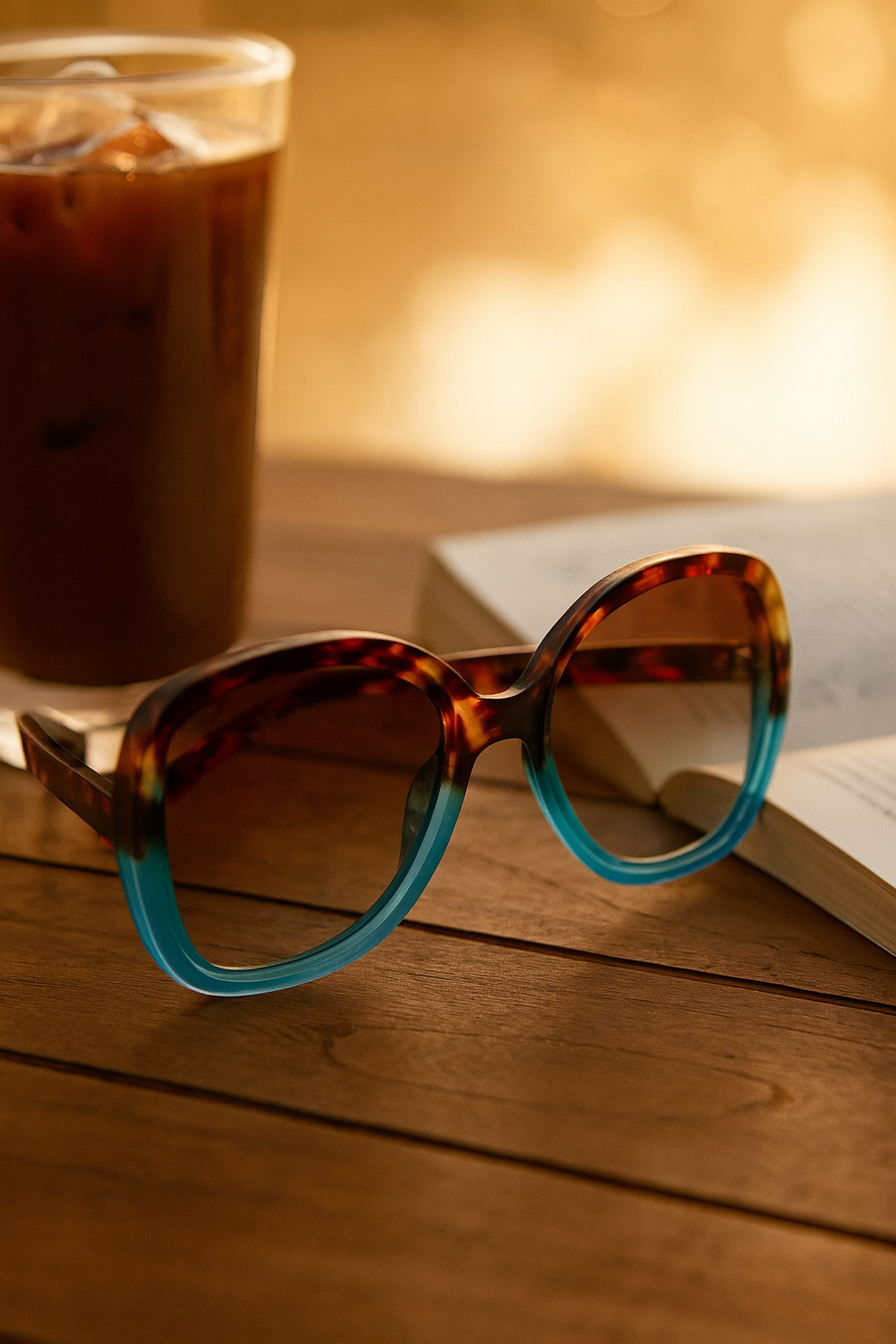 OKKIA Anna Butterfly Sunglasses - UV400 Protection Eyewear Designed in Italy - Unisex Fashion Sunglasses - Havana Blue