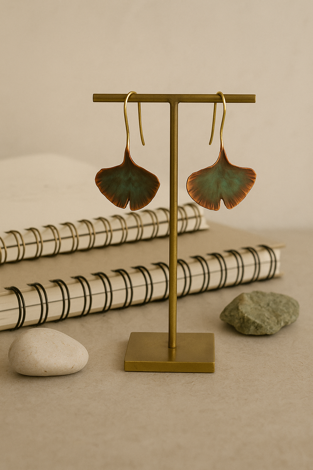 Hoiko Handmade Jewelry - Unique Artisan Copper/Sterling Silver Jewelry - Made in Portugal (Gingko)