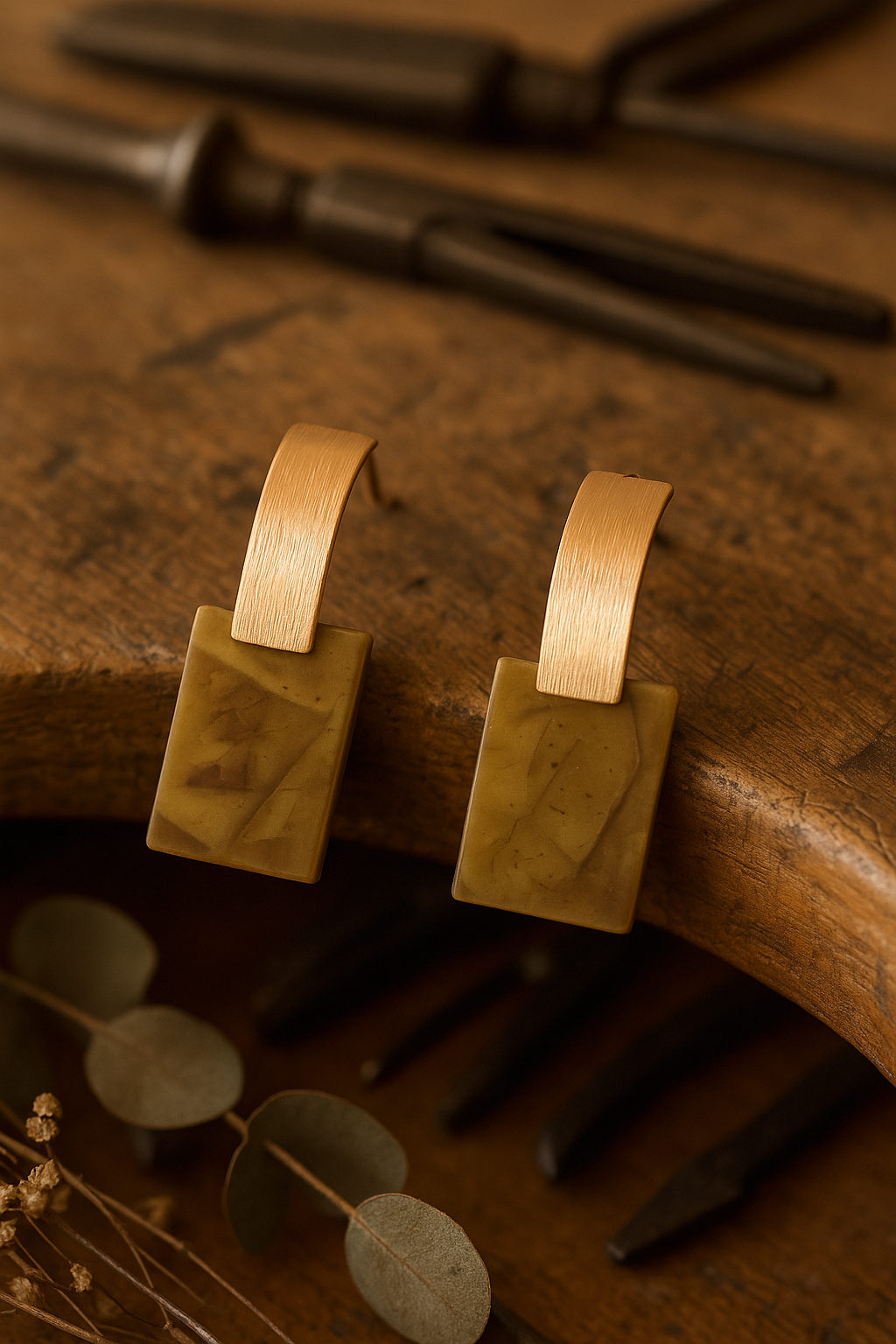 Hoiko Handmade Jewelry - Unique Artisan Copper/Sterling Silver Jewelry - Made in Portugal (Tribu rectangle)