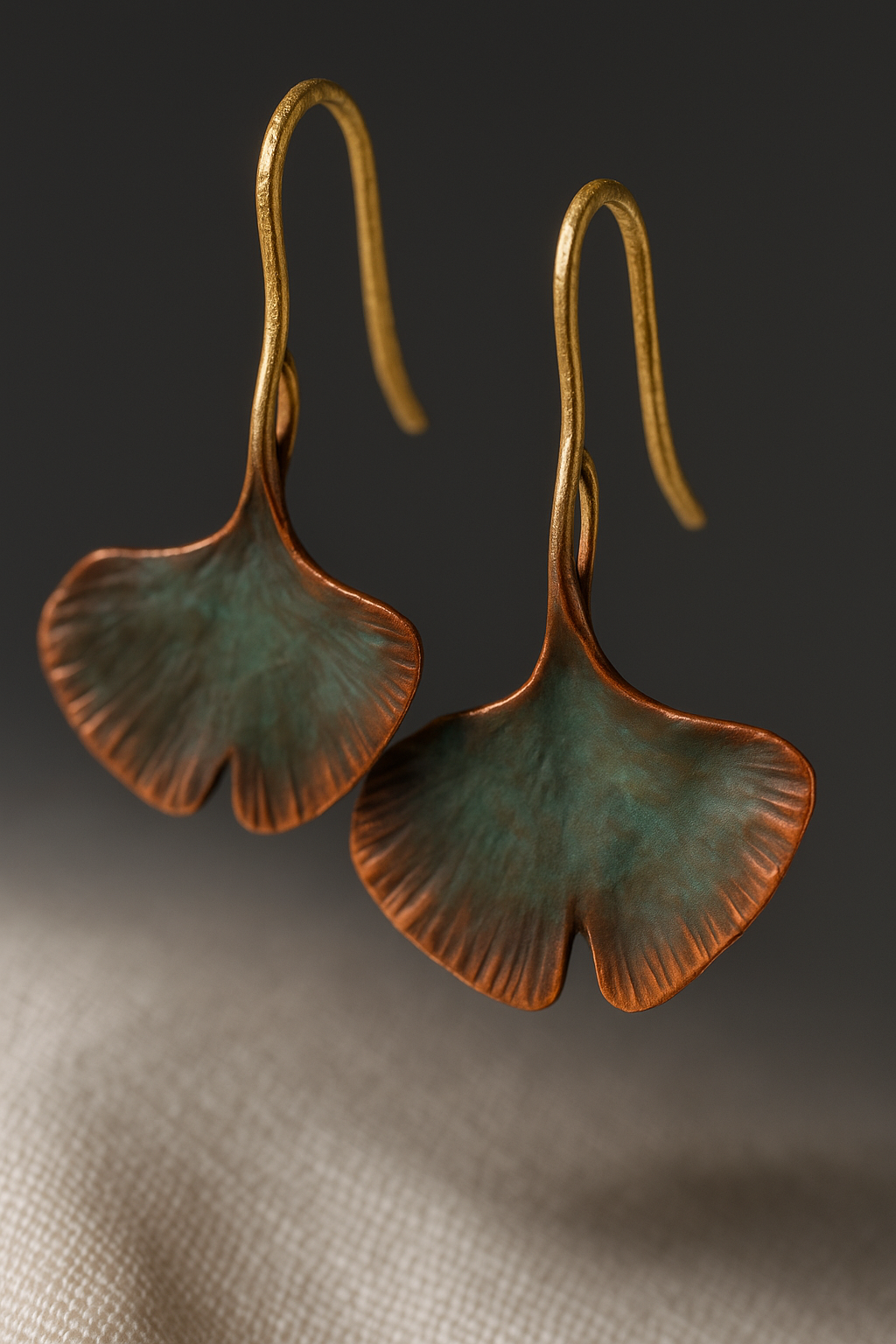 Hoiko Handmade Jewelry - Unique Artisan Copper/Sterling Silver Jewelry - Made in Portugal (Gingko)