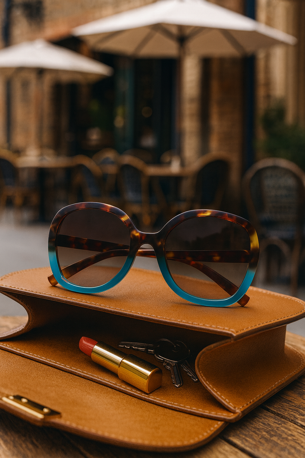 OKKIA Anna Butterfly Sunglasses - UV400 Protection Eyewear Designed in Italy - Unisex Fashion Sunglasses - Havana Blue
