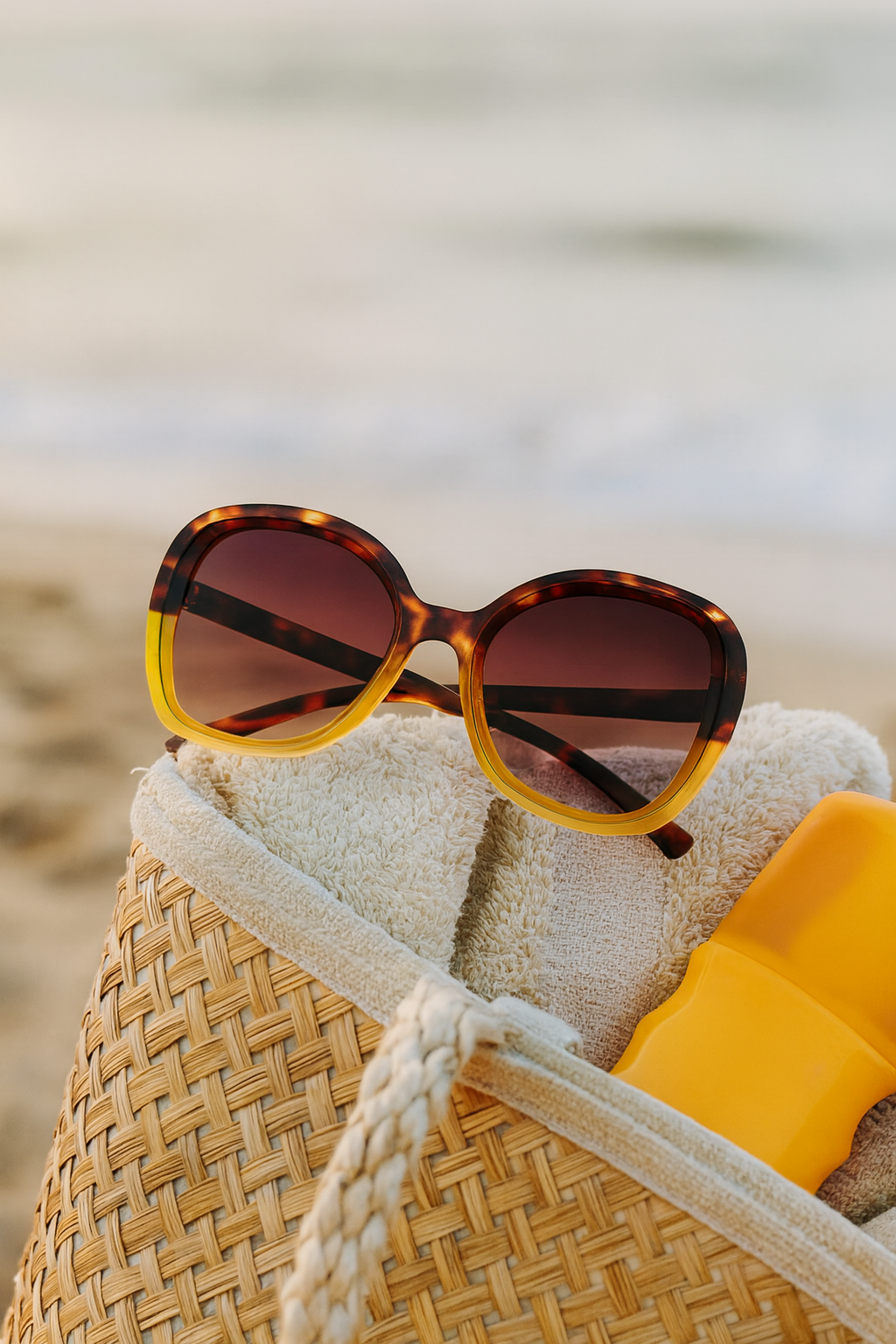 OKKIA Anna Butterfly Sunglasses - UV400 Protection Eyewear Designed in Italy - Unisex Fashion Sunglasses - Havana Yellow