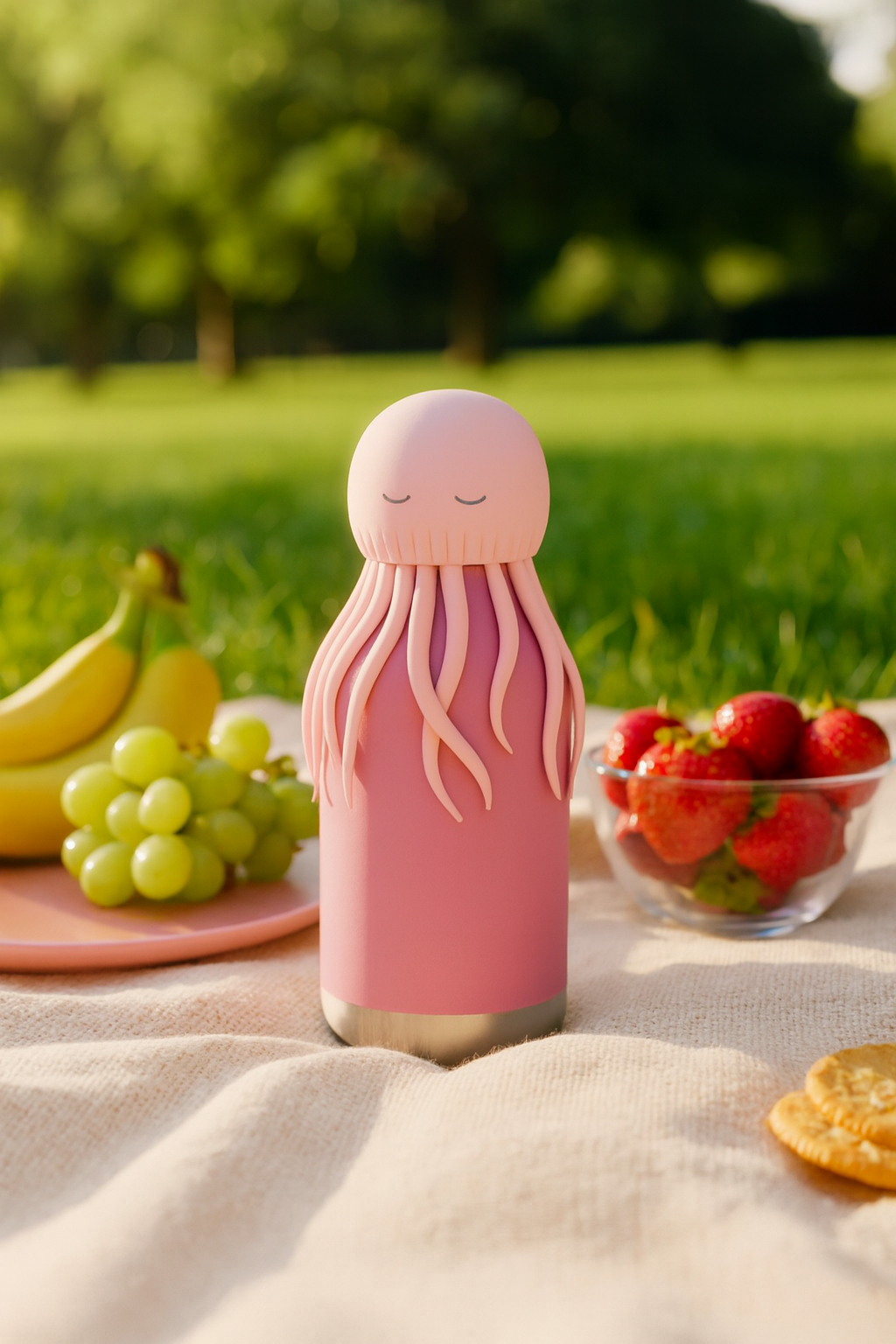 ASOBU Bestie Water Bottle — 16oz (460ml) Vacuum Insulated with Flexible Straw (Wiggly Jellyfish)