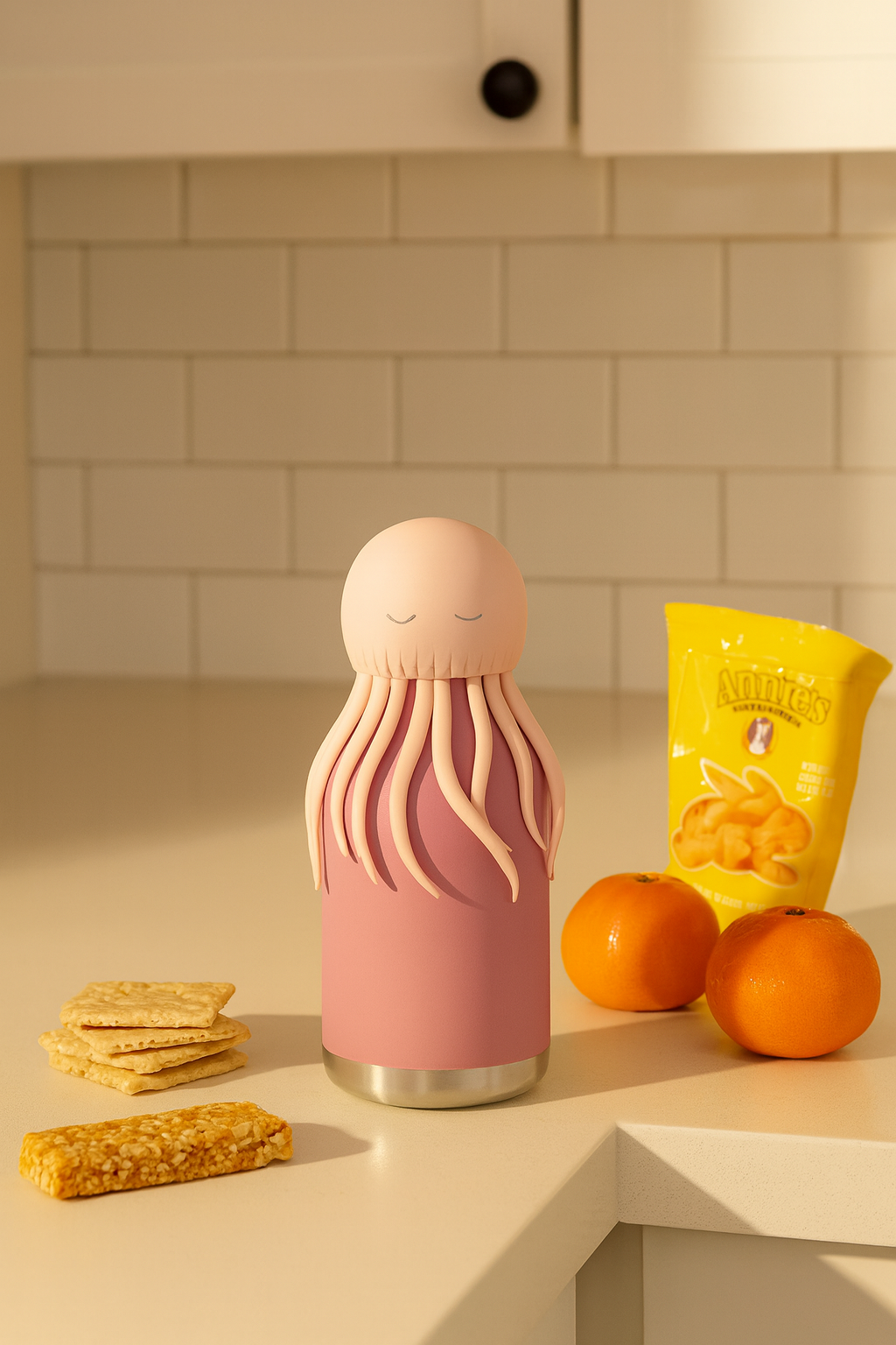 ASOBU Bestie Water Bottle — 16oz (460ml) Vacuum Insulated with Flexible Straw (Wiggly Jellyfish)