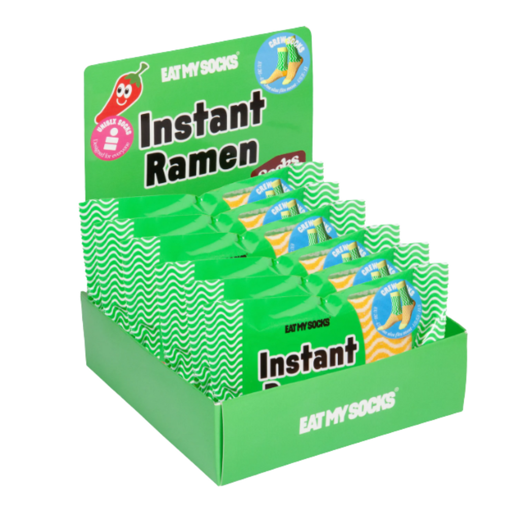 Eat My Socks Spicy Ramen Novelty Crew Socks - Funny Food Design Casual Socks for Men Women - Comfortable All-Day Wear Gift Socks