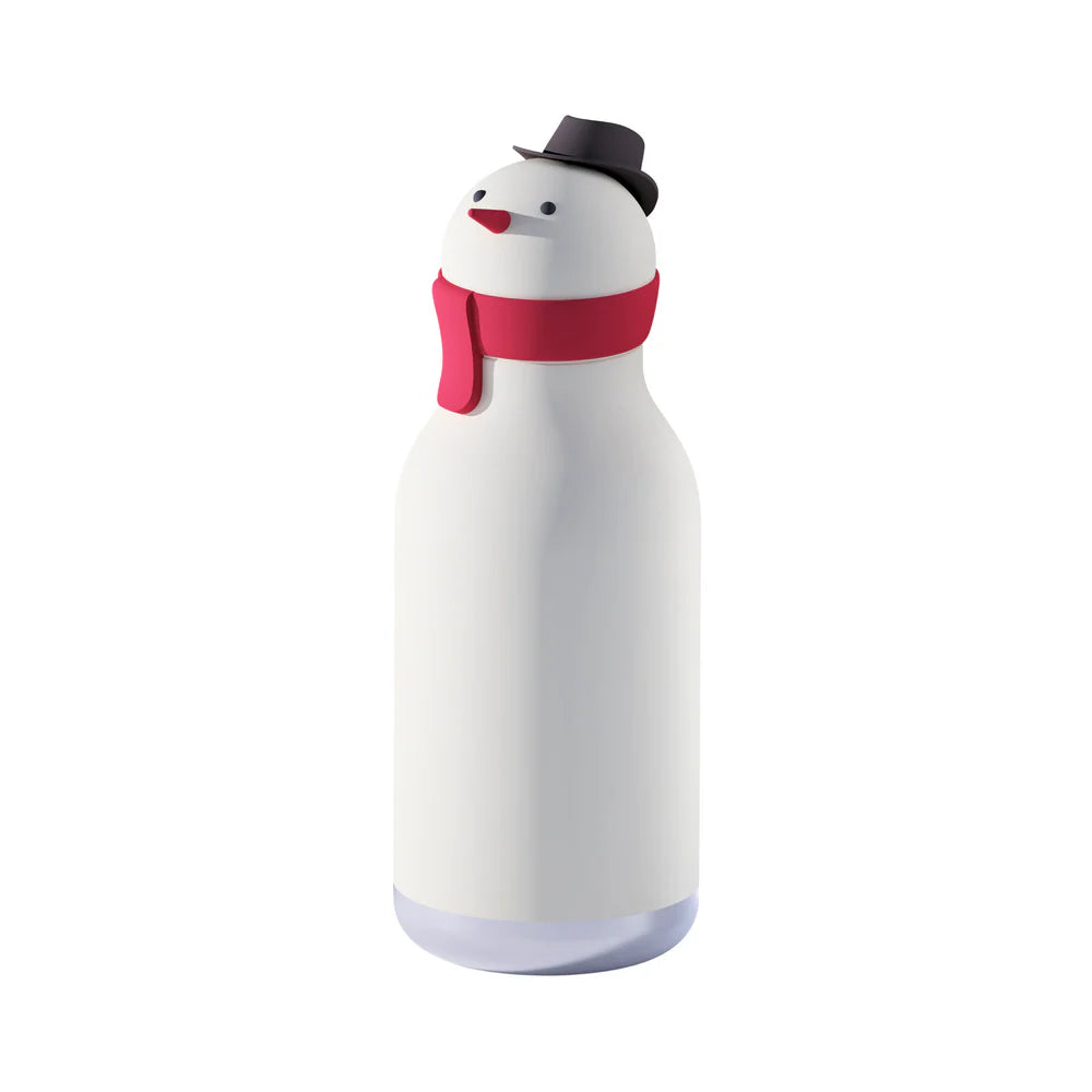 ASOBU Bestie Water Bottle — 16oz (460ml) Vacuum Insulated with Flexible Straw (Jolly Snowman)